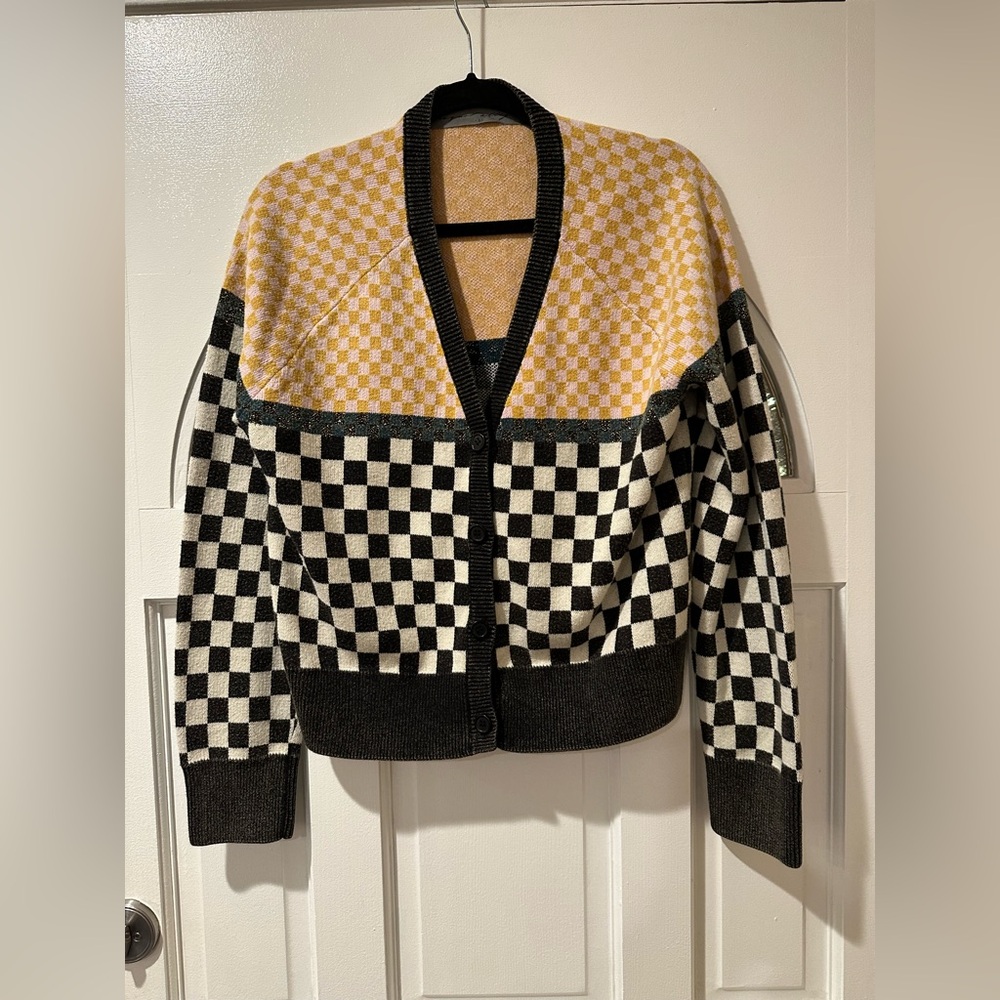 Raquel Allegra Checkered Women's Cardigan Size 3